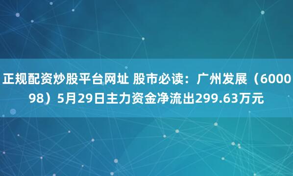 正规配资炒股平台网址 股市必读：广州发展（600098）5月29日主力资金净流出299.63万元